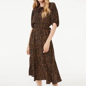 Scoop Women's Short Sleeve Split Neck Tier Midi Dress Size XS (0-2)